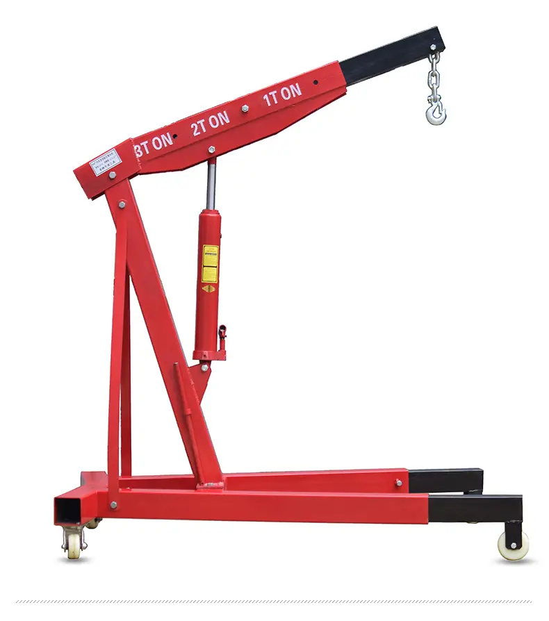 Folding hydraulic shop crane