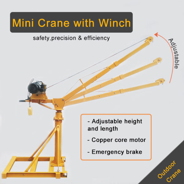 Hand Operation Mobile Mini Crane Portable Small Lift Floor Crane 200kg 300kg 500kg 800kg 1000kg Motor Customized Provided 80 - 画像 (2)